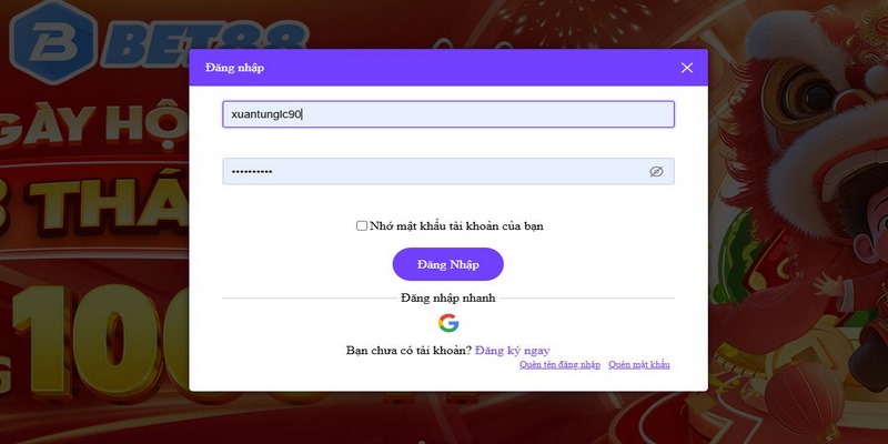 Đăng nhập tài khoản cá nhân để nạp tiền BET88 dễ dàng